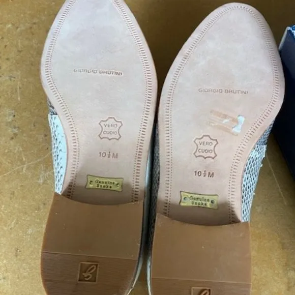 Giorgio Brutini Cream and Brown Men’s Snakeskin Loafers