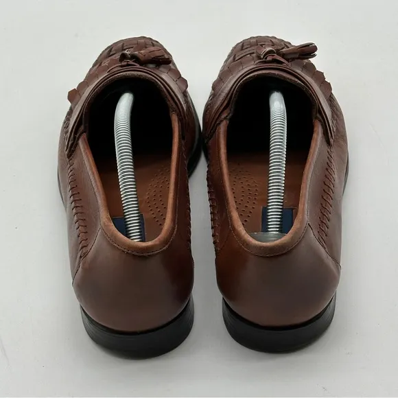 Giorgio Brutini Le Glove Brown Woven Leather Loafer Shoes Tassels Mens 10.5 M