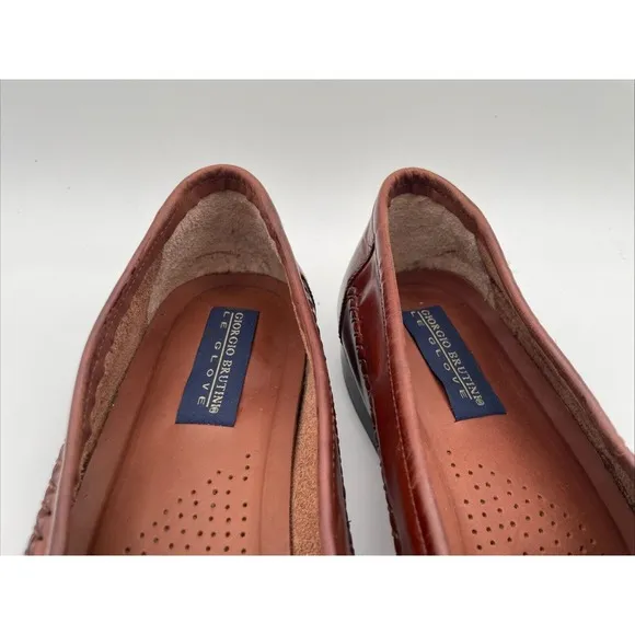 Giorgio Brutini Mens Shoes 13 D Le Glove‎ Loafers Brown Leather Woven Loafers