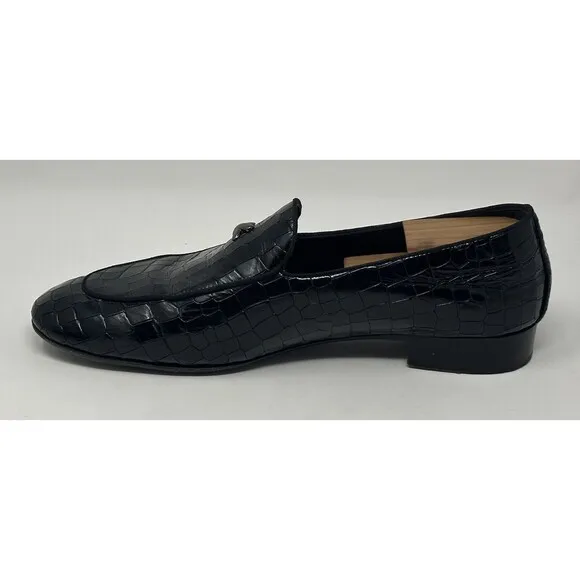 Giuseppe Zannotti Nickolson Nero Loafers Men’s EU 43 US 10 Black Leather Croc