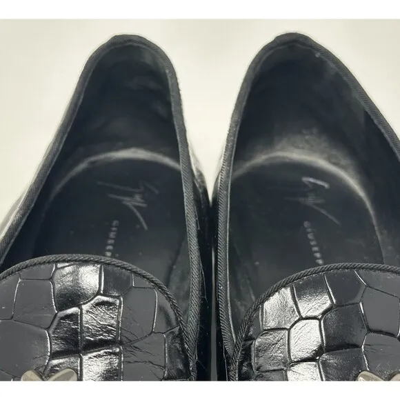 Giuseppe Zannotti Nickolson Nero Loafers Men’s EU 43 US 10 Black Leather Croc