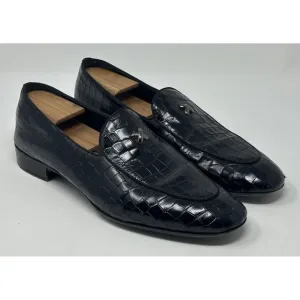 Giuseppe Zannotti Nickolson Nero Loafers Men’s EU 43 US 10 Black Leather Croc