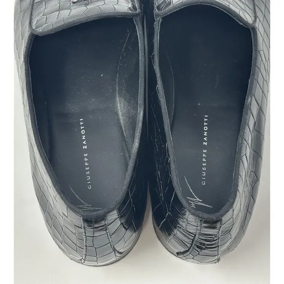 Giuseppe Zannotti Nickolson Nero Loafers Men’s EU 43 US 10 Black Leather Croc