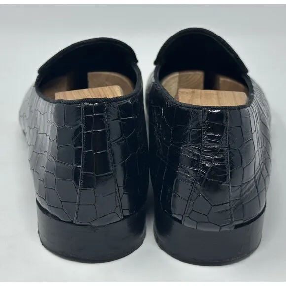 Giuseppe Zannotti Nickolson Nero Loafers Men’s EU 43 US 10 Black Leather Croc