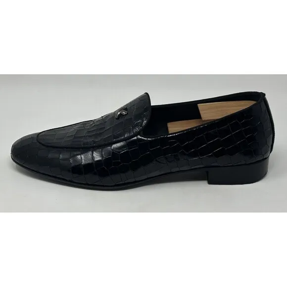 Giuseppe Zannotti Nickolson Nero Loafers Men’s EU 43 US 10 Black Leather Croc