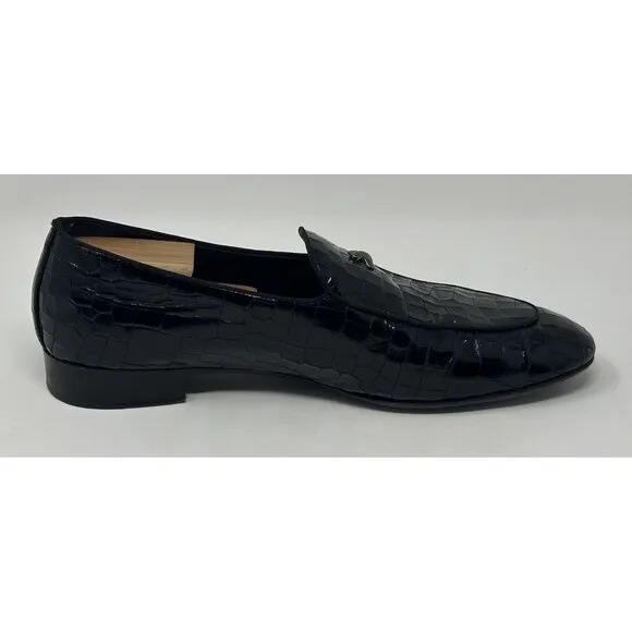 Giuseppe Zannotti Nickolson Nero Loafers Men’s EU 43 US 10 Black Leather Croc