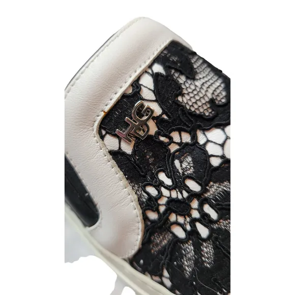Givenchy Slip-On Sneakers Black And White Lace Detail Size 37/Size‎ 6.5