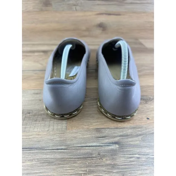 Gizze Women’s Handmade Gray Leather Loafer Espadrilles Size 10W