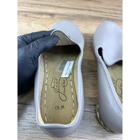 Gizze Women’s Handmade Gray Leather Loafer Espadrilles Size 10W