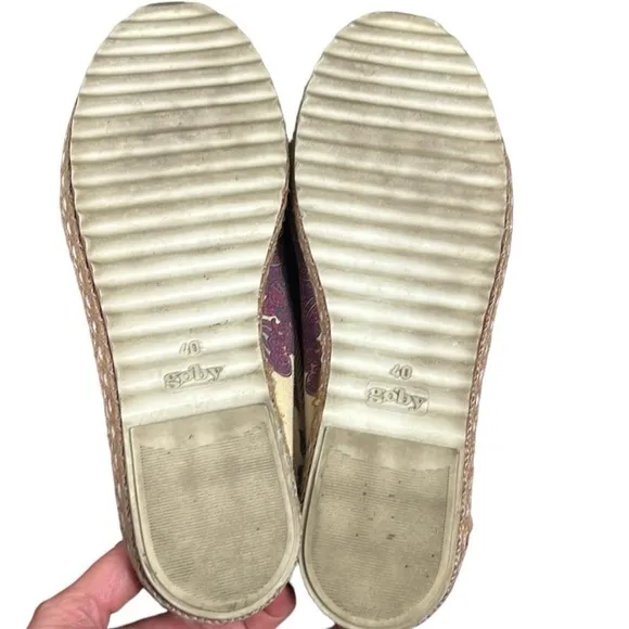 Goby Ganesha Elephant Canvas Slip on Espadrilles Size 40
