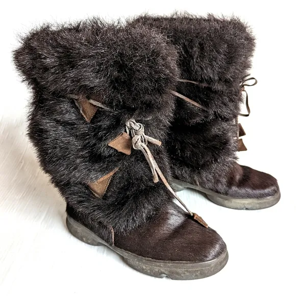 GOMMUS Women's Calf Hair Fur Lined Italian made boots