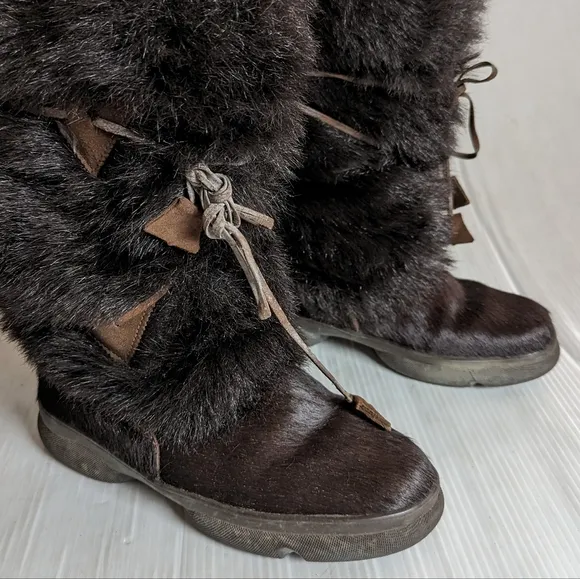 GOMMUS Women's Calf Hair Fur Lined Italian made boots