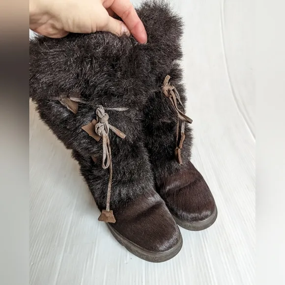 GOMMUS Women's Calf Hair Fur Lined Italian made boots