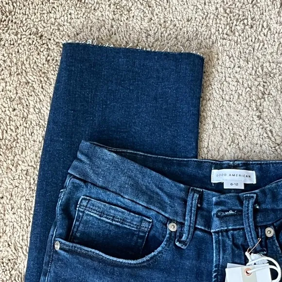Good American Classic Slim High Rise Indigo Dark Wash Denim Jeans Size 6-12 NWT