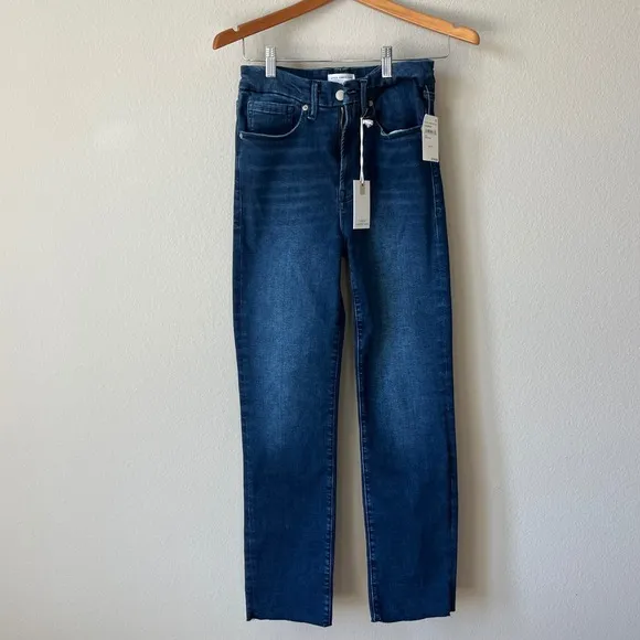 Good American Classic Slim High Rise Indigo Dark Wash Denim Jeans Size 6-12 NWT