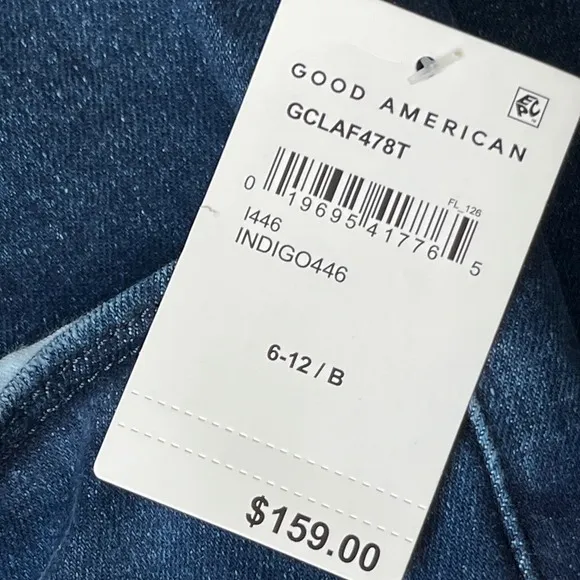 Good American Classic Slim High Rise Indigo Dark Wash Denim Jeans Size 6-12 NWT