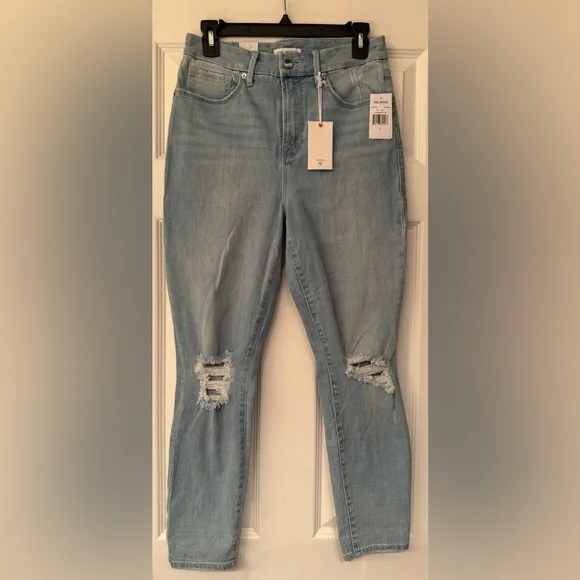 Good American Good Waist Crop GOOD WAIST CROPPED JEANS Light Blue Size 8/ 29