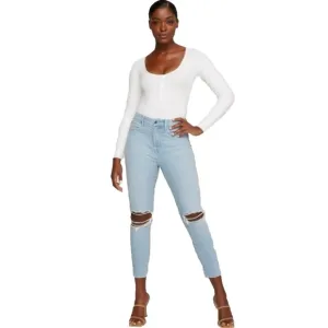 Good American Good Waist Crop GOOD WAIST CROPPED JEANS Light Blue Size 8/ 29
