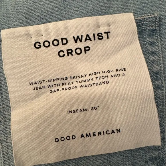 Good American Good Waist Crop GOOD WAIST CROPPED JEANS Light Blue Size 8/ 29