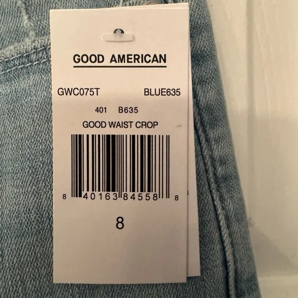 Good American Good Waist Crop GOOD WAIST CROPPED JEANS Light Blue Size 8/ 29