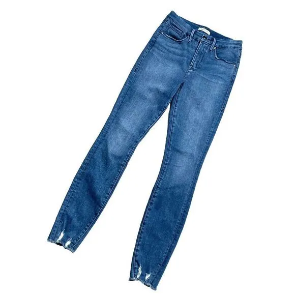 Good American Good Waist With Chewed Hem Jeans Sz 26
