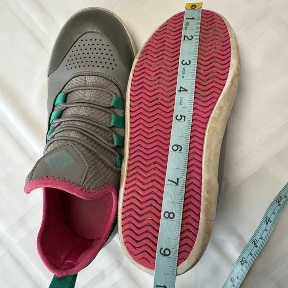 Gray and Pink Athletic Sneakers with Mesh Upper