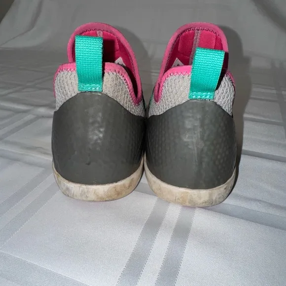 Gray and Pink Athletic Sneakers with Mesh Upper