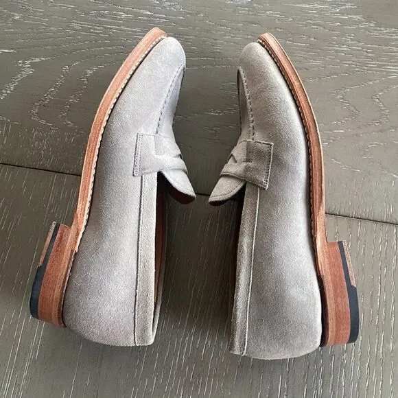 GRENSON Shoes Gray Suede Leather Penny Loafers Women’s Size 37