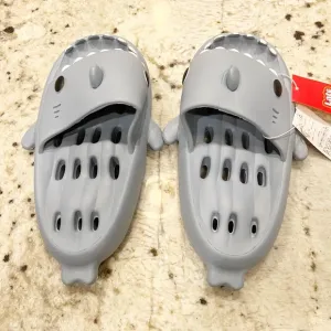 Grey/Light Blue Shark Slides / Shower Shoes with Drain Holes! Size 38 - 39
