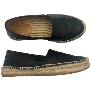 Gucci Black Guccissima Leather GG Slip On Espadrille Flats EU 5.5  US 5.5