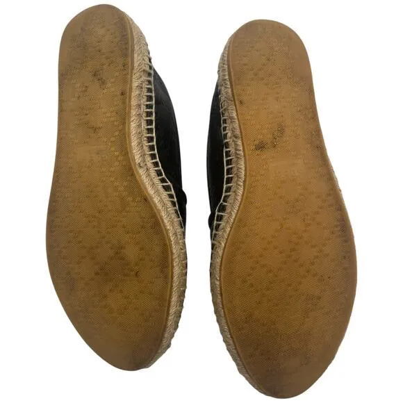 Gucci Black Guccissima Leather GG Slip On Espadrille Flats EU 5.5  US 5.5