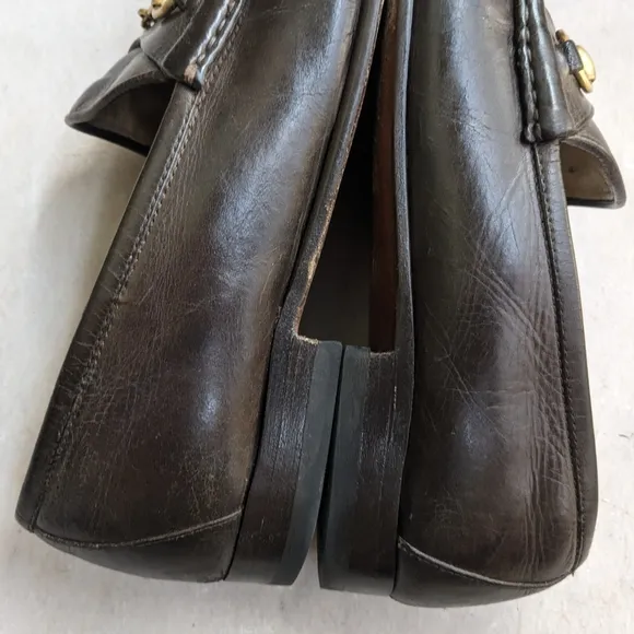 Gucci Brown Gold Loafers Slip-Ons