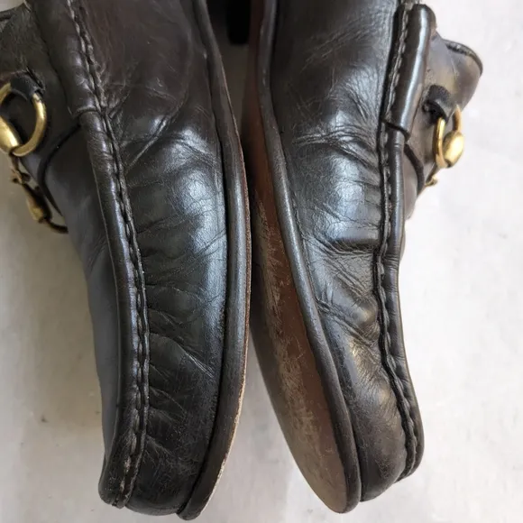 Gucci Brown Gold Loafers Slip-Ons