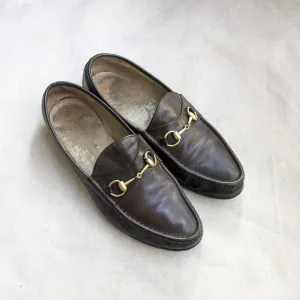 Gucci Brown Gold Loafers Slip-Ons