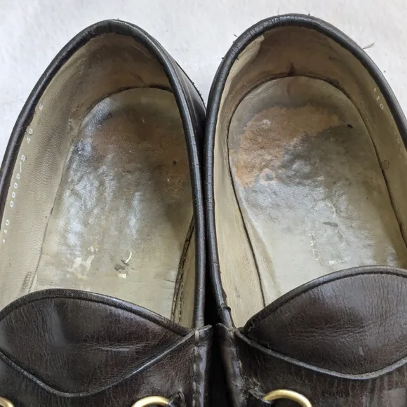 Gucci Brown Gold Loafers Slip-Ons