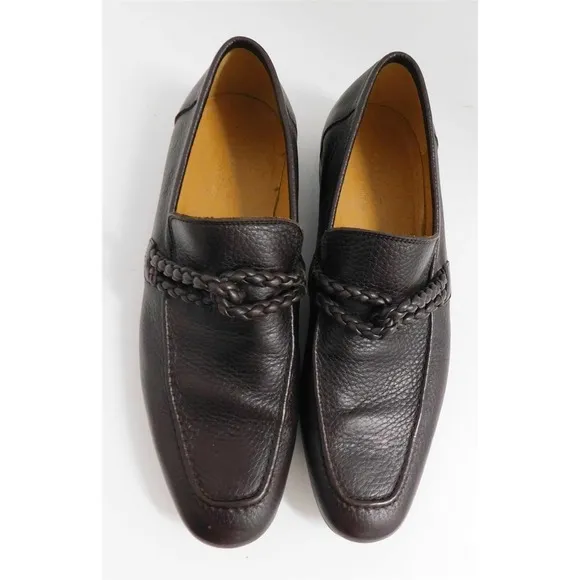 Gucci Brown Leather Braided Detail Dress Loafers Italy 6