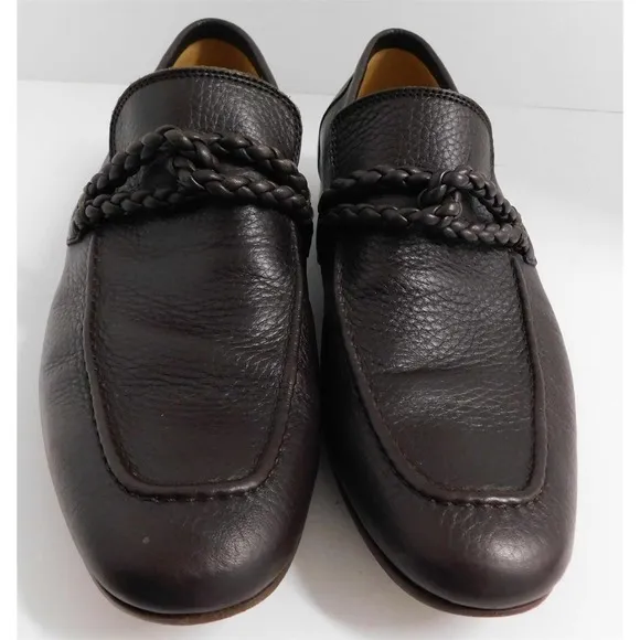 Gucci Brown Leather Braided Detail Dress Loafers Italy 6