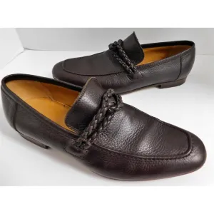 Gucci Brown Leather Braided Detail Dress Loafers Italy 6