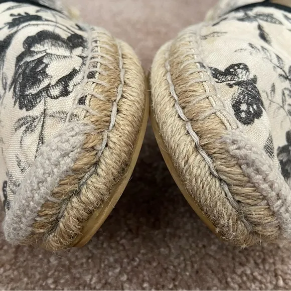Gucci Floral Canvas Leather Trim Espadrilles Slip On Size 40