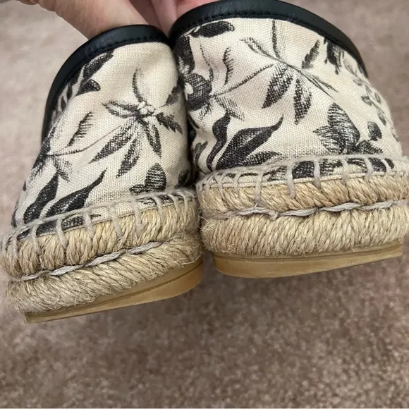 Gucci Floral Canvas Leather Trim Espadrilles Slip On Size 40