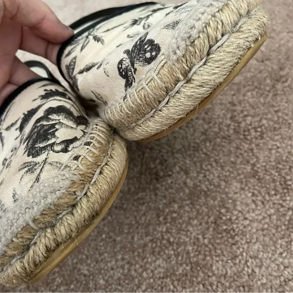 Gucci Floral Canvas Leather Trim Espadrilles Slip On Size 40