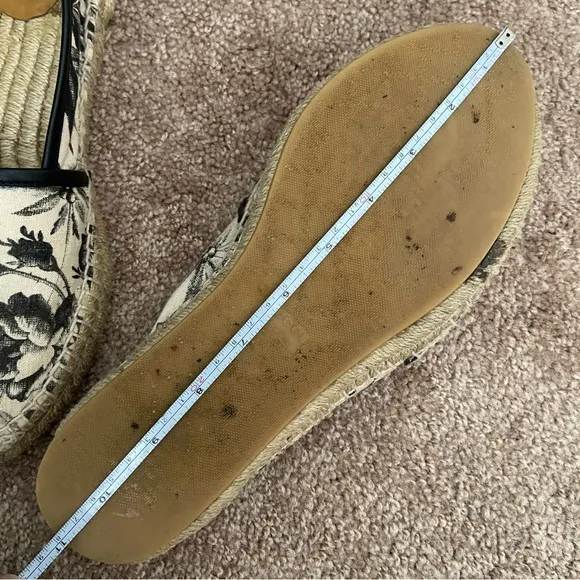 Gucci Floral Canvas Leather Trim Espadrilles Slip On Size 40