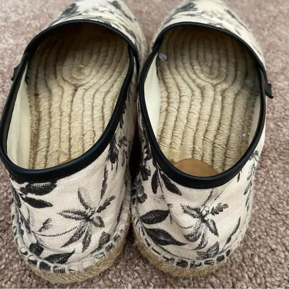 Gucci Floral Canvas Leather Trim Espadrilles Slip On Size 40