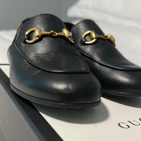 Gucci Girls Black Leather Loafers