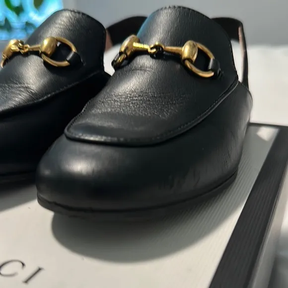 Gucci Girls Black Leather Loafers