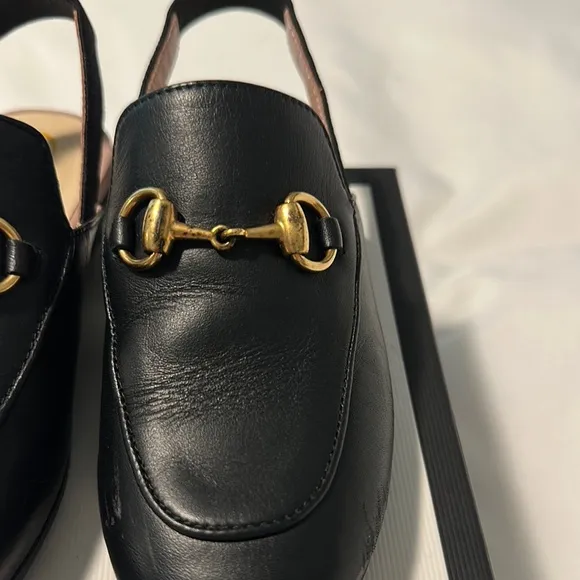 Gucci Girls Black Leather Loafers