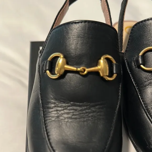 Gucci Girls Black Leather Loafers