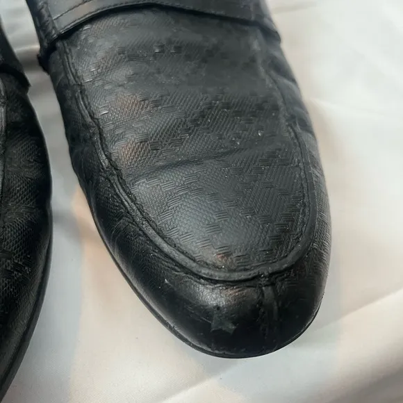 GUCCI Hilary Lux Black Diamond Penny Loafers Leather Men Size 10.5 Made In Italy