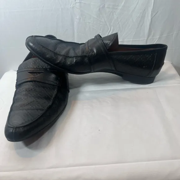 GUCCI Hilary Lux Black Diamond Penny Loafers Leather Men Size 10.5 Made In Italy