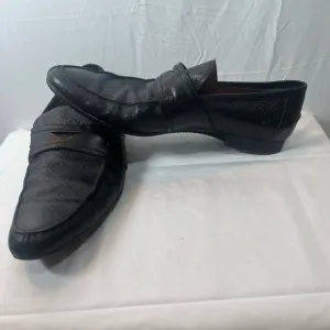 GUCCI Hilary Lux Black Diamond Penny Loafers Leather Men Size 10.5 Made In Italy